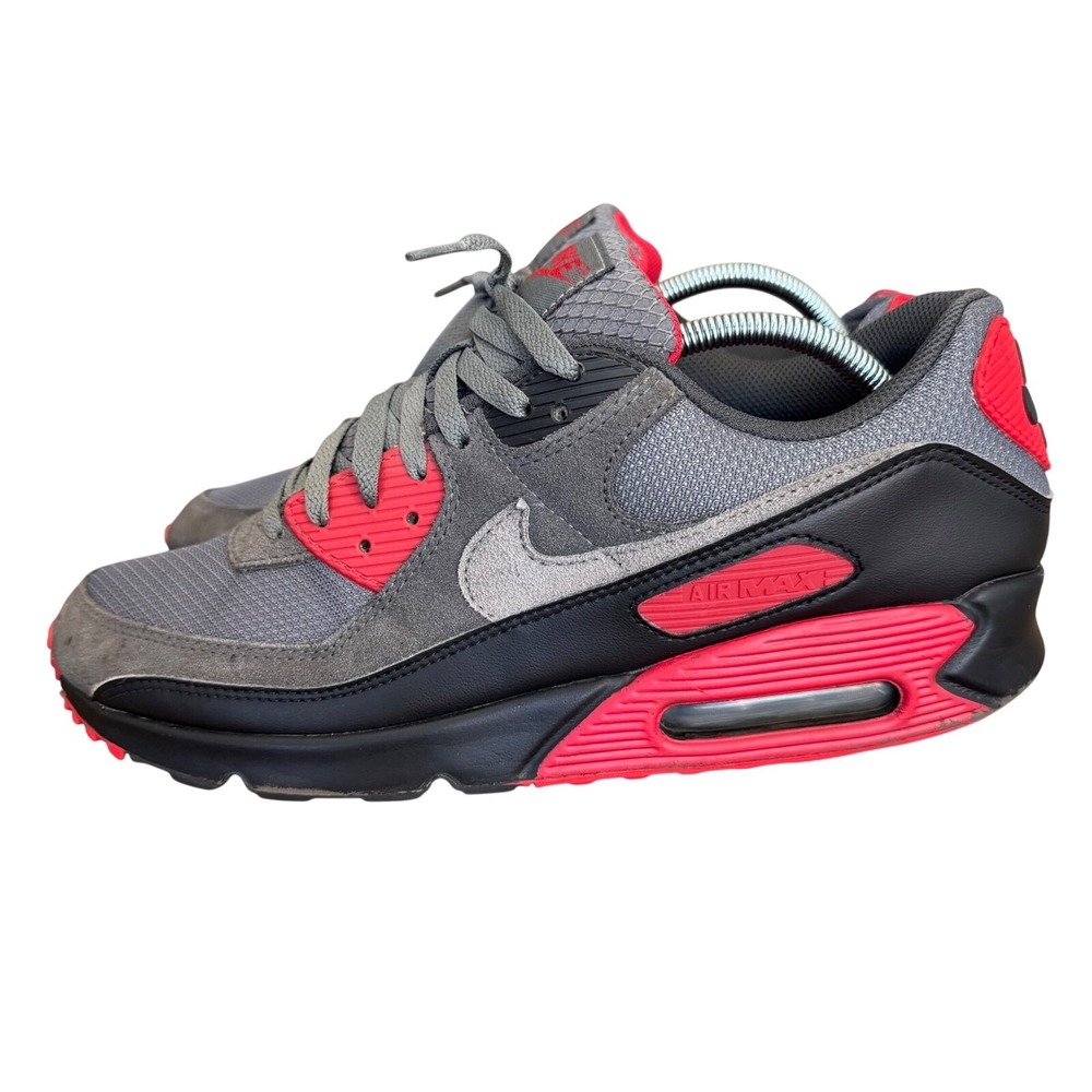 Nike Air Max 90 Cool Grey Radiant Red Black DM0029-007 Mens Sneakers size 11.5